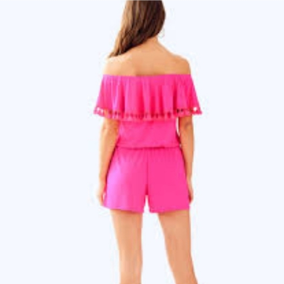 LILLY PULITZER La Fortuna Off-The-Shoulder Romper Pink Small - Picture 3 of 12